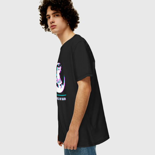 Мужская футболка хлопок Oversize с принтом Символ Angels of Death в стиле glitch, вид сбоку #3