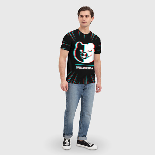 Мужская футболка 3D Символ Danganronpa в стиле glitch на темном фоне, цвет 3D печать - фото 5
