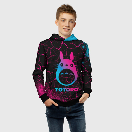 Детская толстовка 3D Totoro - neon gradient, цвет черный - фото 6