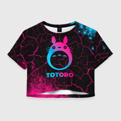 Женская футболка Crop-top 3D Totoro - neon gradient