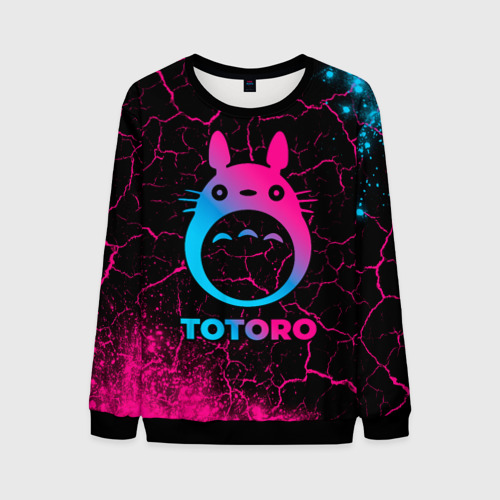 Мужской свитшот 3D Totoro - neon gradient, цвет черный