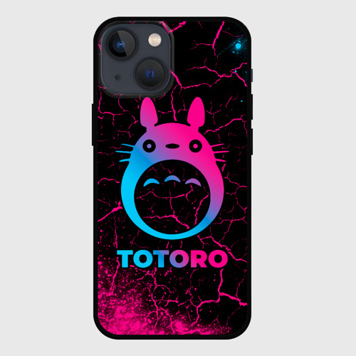 Чехол для iPhone 13 mini с принтом Totoro - neon gradient, вид спереди #2