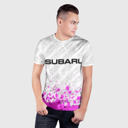 Мужская футболка 3D Slim Subaru pro racing: символ сверху - фото 2