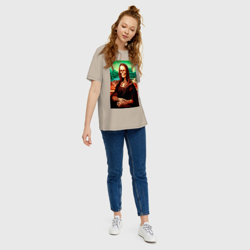 Женская футболка хлопок Oversize Mona skeleton, цвет миндальный - фото 5