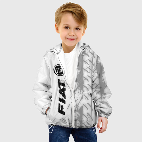 Детская куртка 3D Fiat Speed на светлом фоне со следами шин: по-вертикали, цвет белый - фото 3