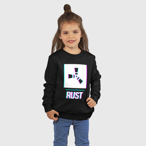 Детский свитшот хлопок с принтом Rust в стиле glitch и баги графики, фото на моделе #1