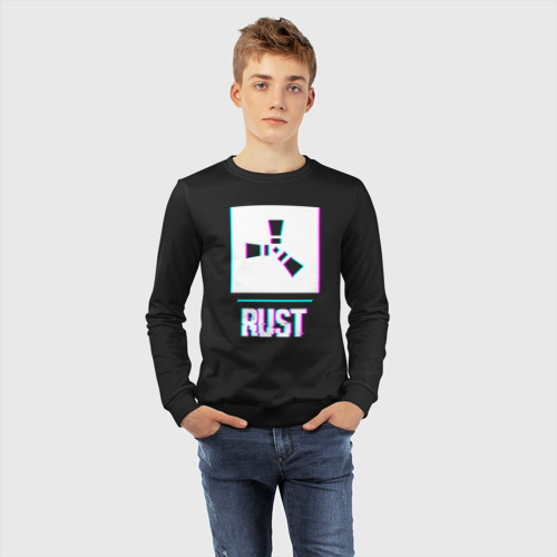 Детский свитшот хлопок с принтом Rust в стиле glitch и баги графики, фото #4