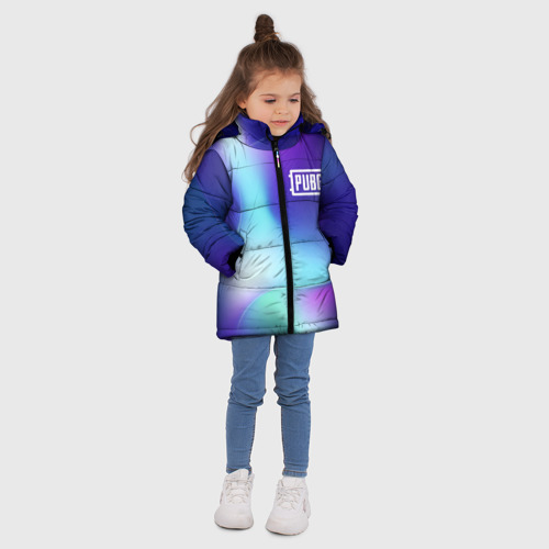 Зимняя куртка для девочек 3D с принтом PUBG northern cold, вид сбоку #3