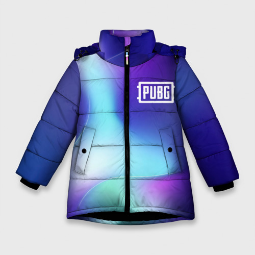 Зимняя куртка для девочек 3D с принтом PUBG northern cold, вид спереди #2