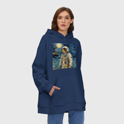 Худи SuperOversize хлопок Космонавт на луне в стиле Ван Гог - фото 2