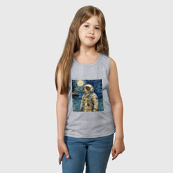 Детская майка хлопок Космонавт на луне в стиле Ван Гог - фото 2