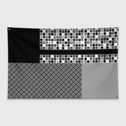 Флаг-баннер Черно-белый лоскутный узор-пэчворк
