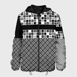 Мужская куртка 3D Черно-белый лоскутный узор-пэчворк