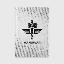 Обложка для паспорта матовая кожа Manowar с потертостями на светлом фоне