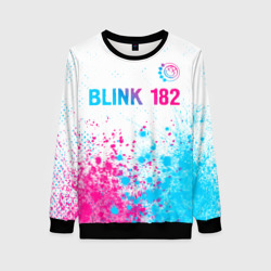 Женский свитшот 3D Blink 182 neon gradient style: символ сверху