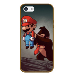 Чехол для iPhone 5/5S матовый Марио держит Данки Конг