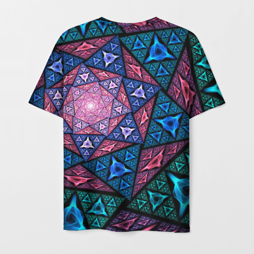 Мужская футболка 3D Оптическая иллюзия из треугольников - калейдоскоп, цвет 3D печать - фото 2
