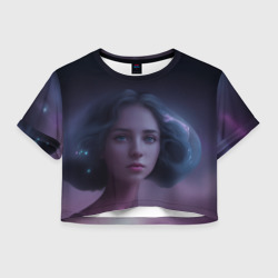 Женская футболка Crop-top 3D Девушка космос