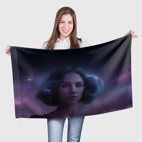 Флаг 3D Девушка космос