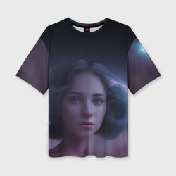 Женская футболка oversize 3D Девушка космос