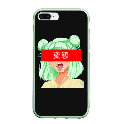 Чехол для iPhone 7Plus/8 Plus матовый Anime manga comic kawaii, цвет салатовый