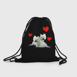 Рюкзак-мешок 3D Две собачки и сердца