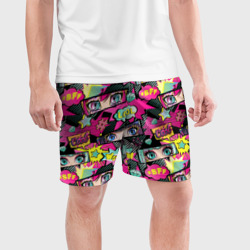 Мужские шорты спортивные Глаза аниме-девушки: pop-art pattern - фото 2