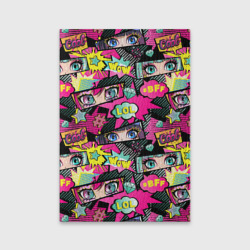 Обложка для паспорта матовая кожа Глаза аниме-девушки: pop-art pattern