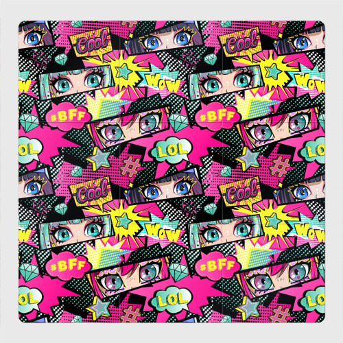 Магнитный плакат 3Х3 Глаза аниме-девушки: pop-art pattern