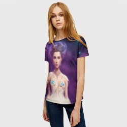 Женская футболка 3D Девушка космос - фото 2