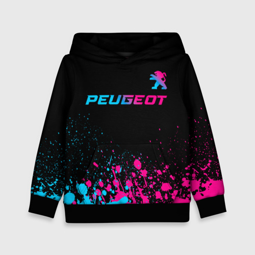Детская толстовка 3D Peugeot - neon gradient: символ сверху, цвет черный