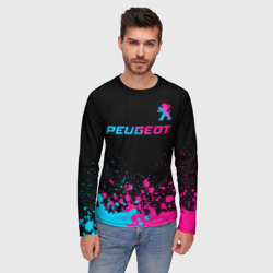 Мужской лонгслив 3D Peugeot - neon gradient: символ сверху - фото 2