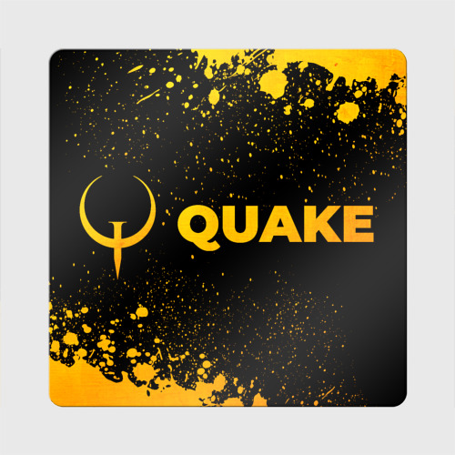 Магнит виниловый Квадрат Quake - gold gradient: надпись и символ