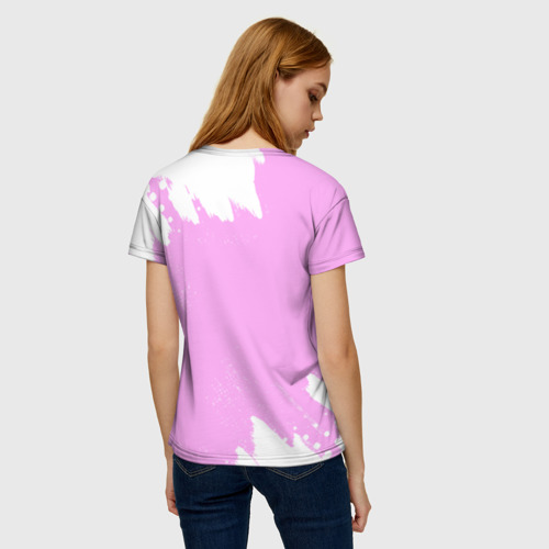 Женская футболка 3D с принтом Катя кошечка с сердечком, вид сзади #2