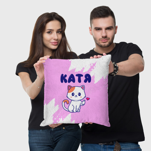 Подушка 3D Катя кошечка с сердечком - фото 3