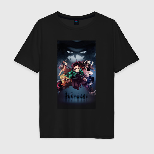 Мужская футболка хлопок Oversize с принтом Demon Slayer Арт, вид спереди #2