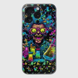 Чехол для iPhone 16 Pro Max силиконовый с защитой камеры Безумный химик