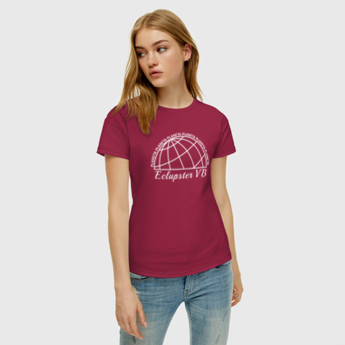 Женская футболка хлопок с принтом Вымышленная планета Eclupster, фото на моделе #1