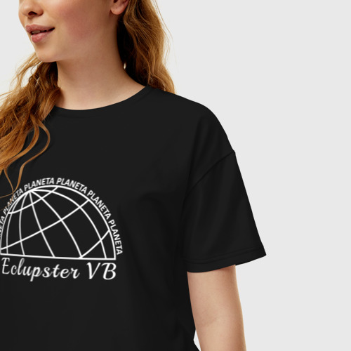 Женская футболка хлопок Oversize с принтом Вымышленная планета Eclupster, фото на моделе #1