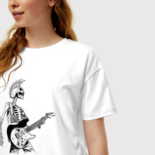 Женская футболка хлопок Oversize Панк рок, цвет белый - фото 3