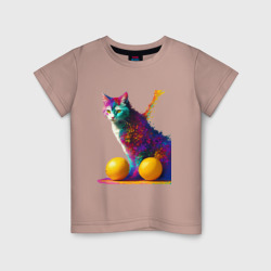 Детская футболка хлопок Яркий котик