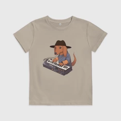 Детская футболка хлопок Аниме Такса с синтезатором