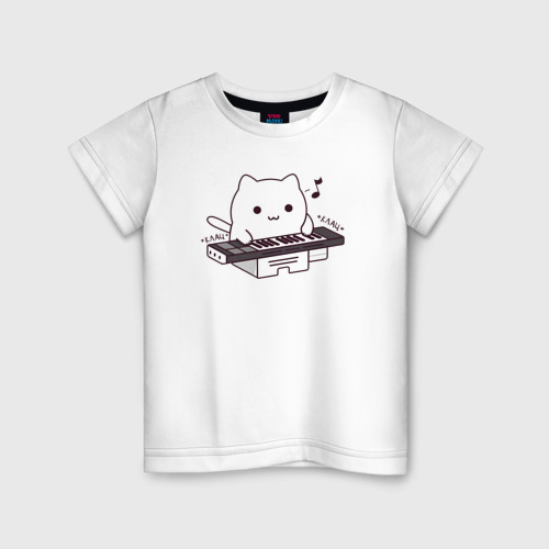 Детская футболка из хлопка с принтом Аниме Бонго кот, вид спереди №1