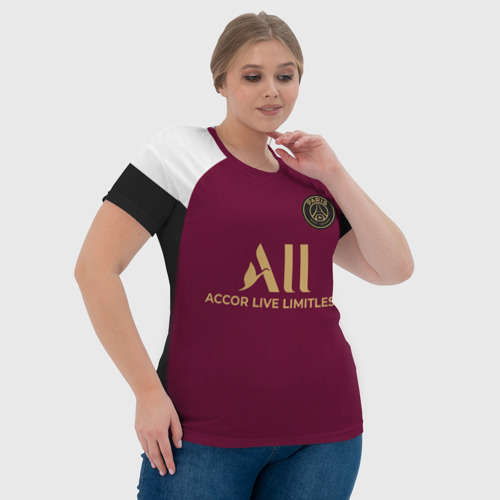 Женская футболка 3D с принтом Неймар форма ПСЖ третья, фото #4