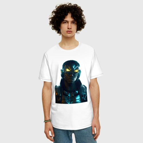 Мужская футболка хлопок Oversize с принтом ArmorMan, фото на моделе #1