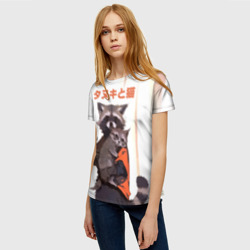 Женская футболка 3D Аниме Енот и Кот - фото 2
