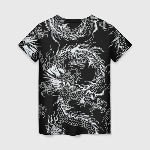 Женская футболка 3D с принтом Татуировка японского дракона, вид сзади #1