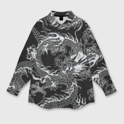 Женская рубашка oversize 3D Татуировка японского дракона