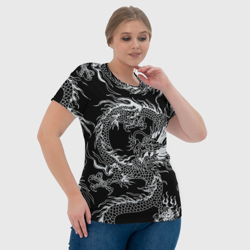 Женская футболка 3D с принтом Татуировка японского дракона, фото #4