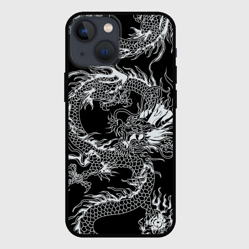 Чехол для iPhone 13 mini с принтом Татуировка японского дракона, вид спереди #2